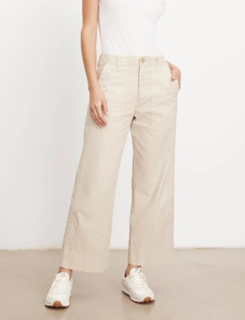 Velvet By Graham & Spencer Mya Cotton Canvas Pant Oyster Wide Leg Women's 2